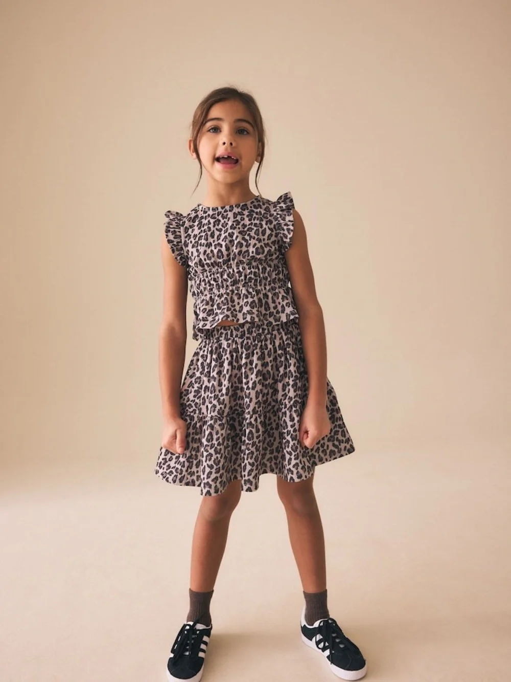 Girls Leopard Print Skirt and Top Set - NWT 7yrs